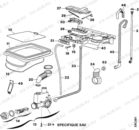 Взрыв-схема стиральной машины Zanussi TL402 - Схема узла Water equipment